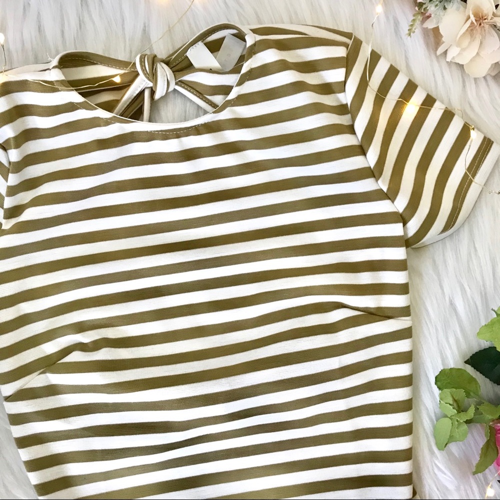 Striped Open Back Shirt Dress, Bow Back - Picture 7 of 8